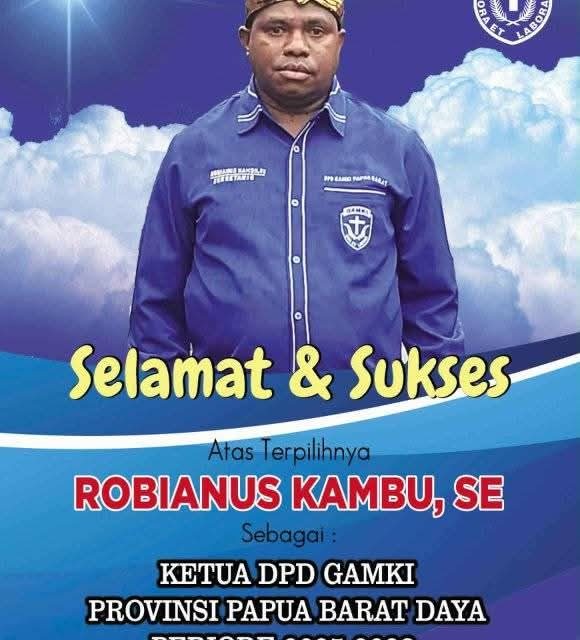Robianus Kambu, Terpilih sebagai Ketua DPD GAMKI Papua Barat Daya Periode 2025–2028