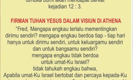 Pesan Rohani Tentang Doa Bagi Umat Israel Diangkat dari Visi di Athena