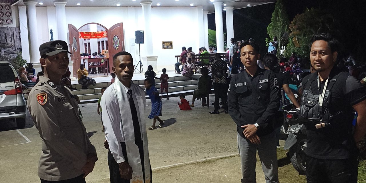 Pastikan Aman, Polres Sorong Selatan Turunkan 80 Personel Amankan Ibadah Malam Kunci Tahun