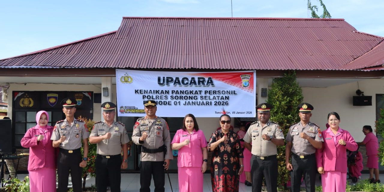 Polres Sorong Selatan Gelar Upacara Kenaikan Pangkat Personel Periode 1 Januari 2026
