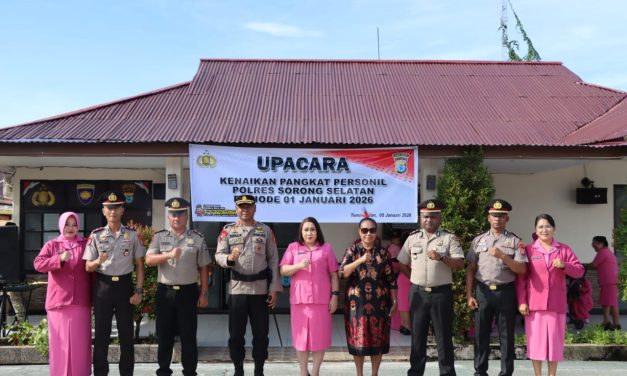 Polres Sorong Selatan Gelar Upacara Kenaikan Pangkat Personel Periode 1 Januari 2026