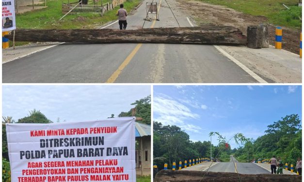 Aksi Pemalangan Jalan Terjadi di Simpang Tiga Jalan Fef, Akses Sorong–Sausapor Sempat Terganggu