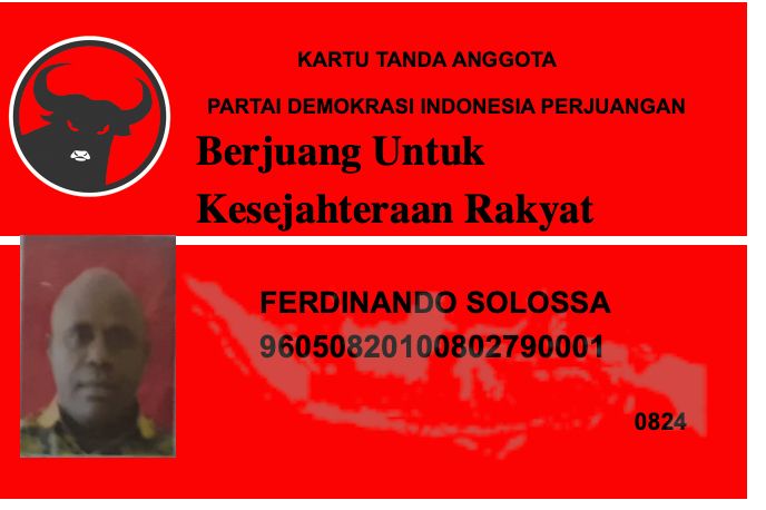 KTA PDI Perjuangan Ferdinando Solossa Beredar, DPC Maybrat Tegaskan Status Keanggotaan Partai