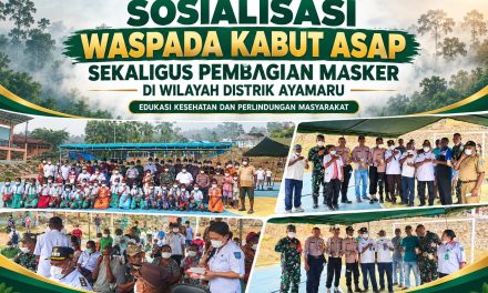 Wabup Maybrat Sosialisasikan Bahaya Kabut Asap dan Bagikan Masker kepada Warga Ayamaru