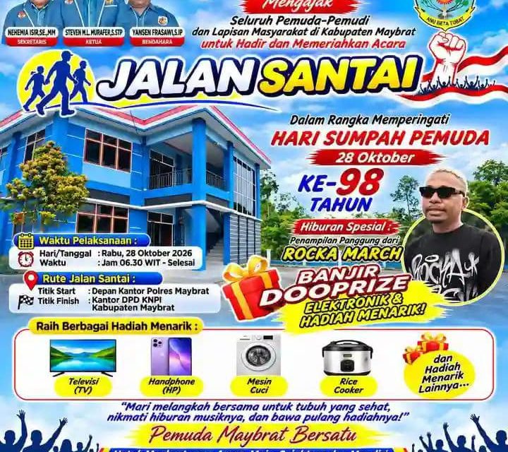 KNPI Maybrat Gelar Jalan Santai Peringati Sumpah Pemuda ke-98, Siapkan Hadiah Menarik
