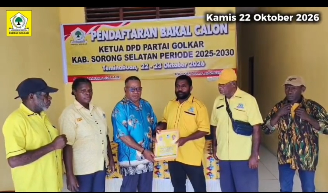 Yohan Bodory Resmi Kembalikan Formulir Pendaftaran Calon Ketua DPD Partai Golkar Sorong Selatan